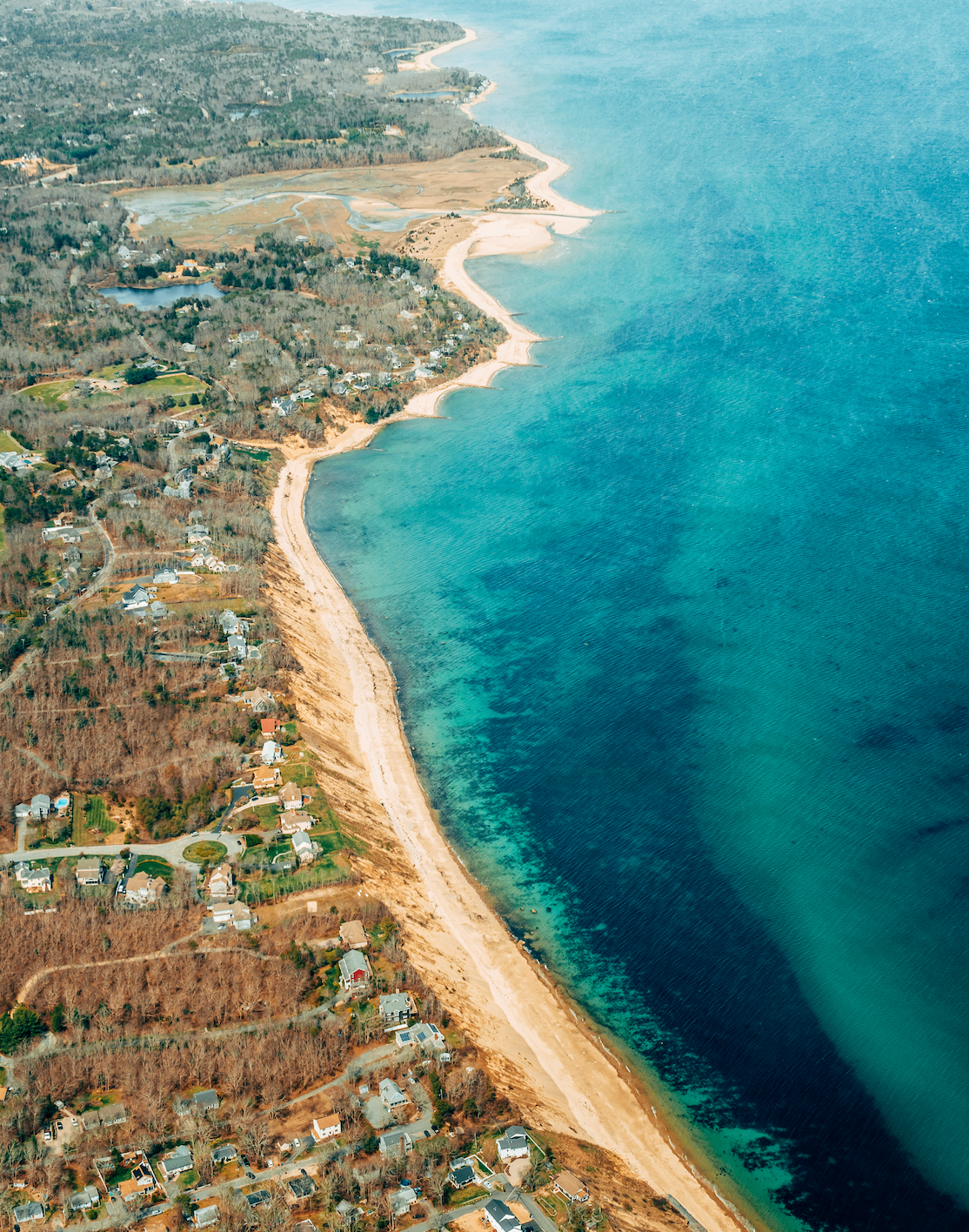 Aerial view of Cape Cod beach